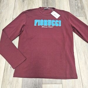 Fiorucci Burgundy Red Graphic Long Sleeve Tee Shirt Men's XL Casual Desinger